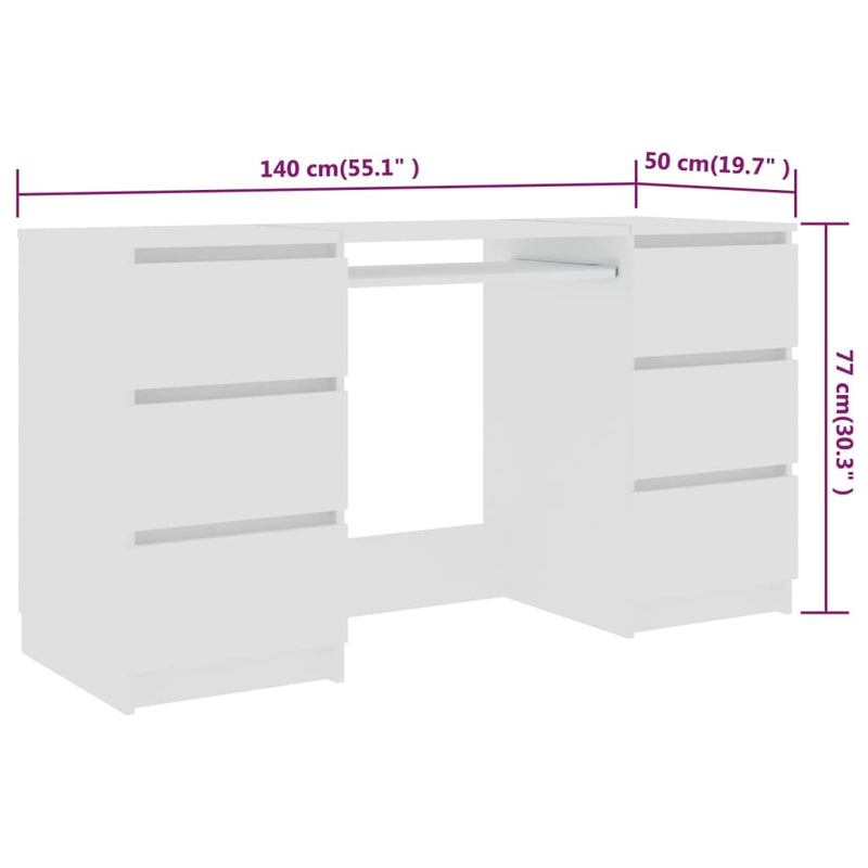 vidaXL Writing Desk Sonoma Oak 140x50x77 cm Engineered Wood