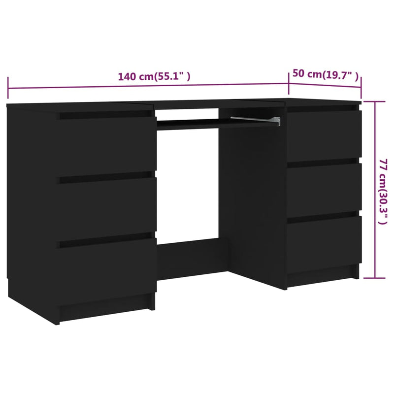 vidaXL Writing Desk Sonoma Oak 140x50x77 cm Engineered Wood