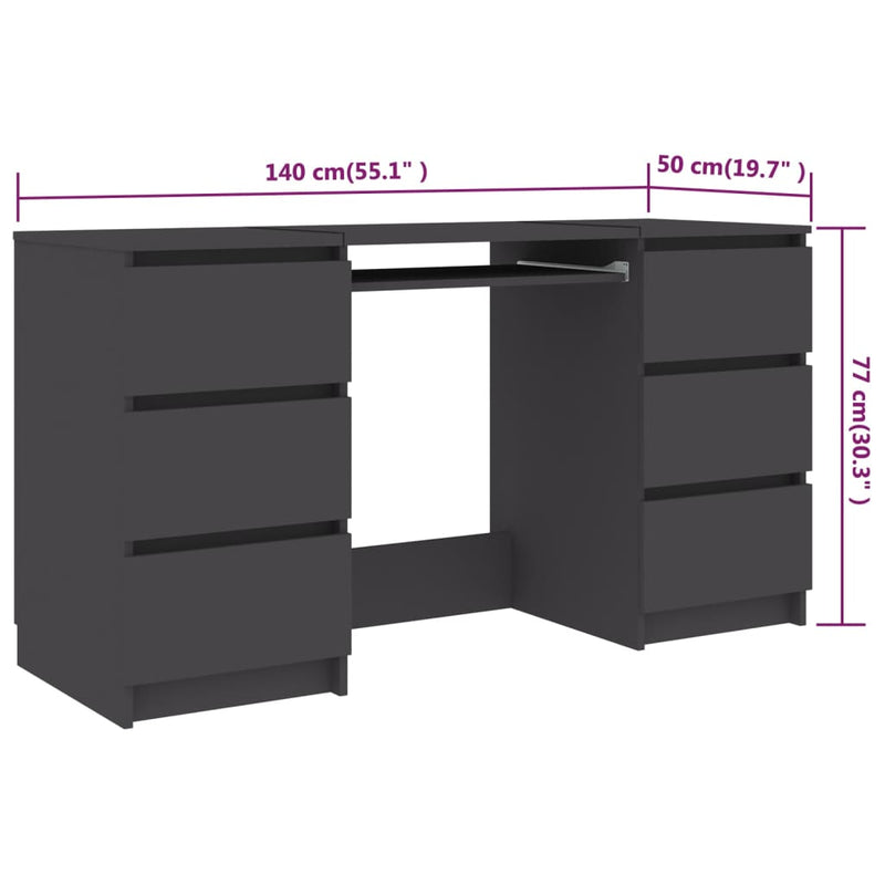 vidaXL Writing Desk Sonoma Oak 140x50x77 cm Engineered Wood