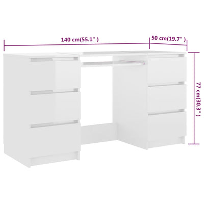 vidaXL Writing Desk Sonoma Oak 140x50x77 cm Engineered Wood