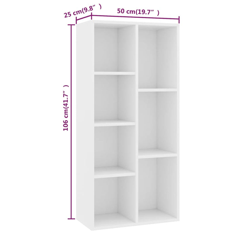vidaXL Book Cabinet Sonoma Oak 50x25x106 cm Engineered Wood