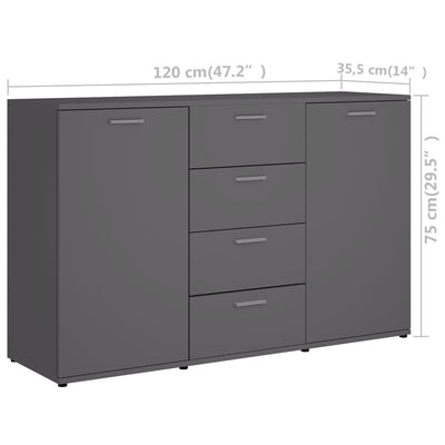 vidaXL Sideboard Grey 120x35.5x75 cm Engineered Wood