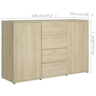 vidaXL Sideboard Grey 120x35.5x75 cm Engineered Wood