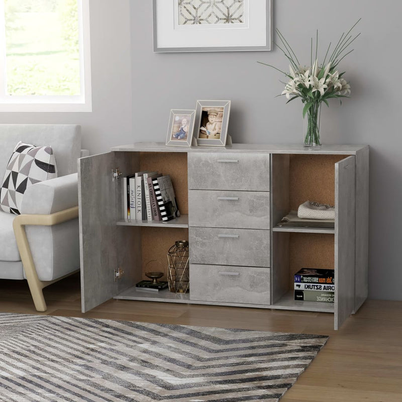 vidaXL Sideboard Grey 120x35.5x75 cm Engineered Wood