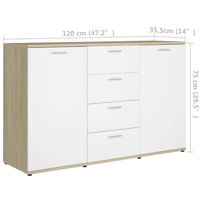 vidaXL Sideboard Grey 120x35.5x75 cm Engineered Wood