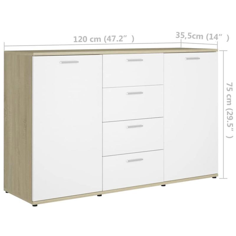 vidaXL Sideboard Grey 120x35.5x75 cm Engineered Wood
