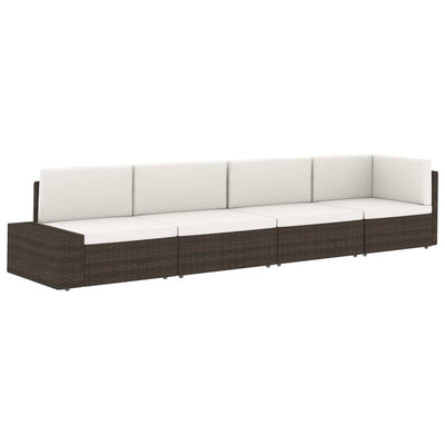 vidaXL Sectional Middle Sofa Poly Rattan Brown
