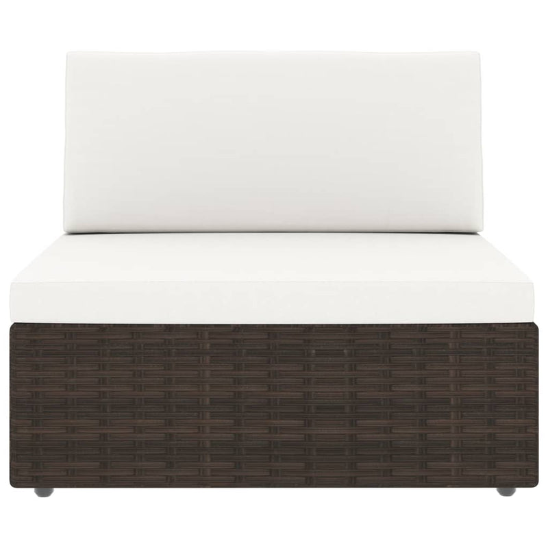 vidaXL Sectional Middle Sofa Poly Rattan Brown