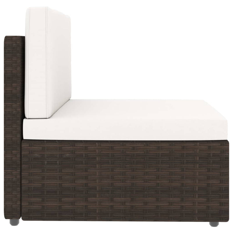 vidaXL Sectional Middle Sofa Poly Rattan Brown