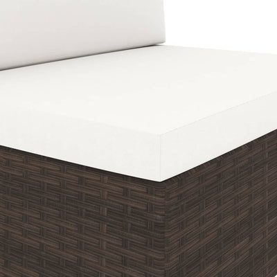 vidaXL Sectional Middle Sofa Poly Rattan Brown
