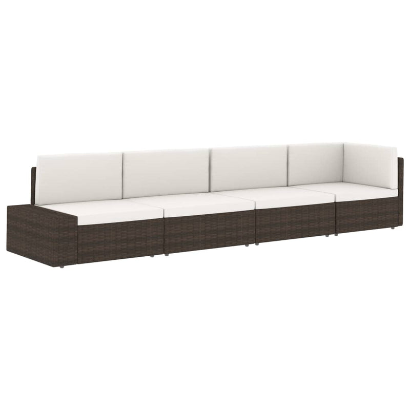 vidaXL Sectional Middle Sofa Poly Rattan Brown