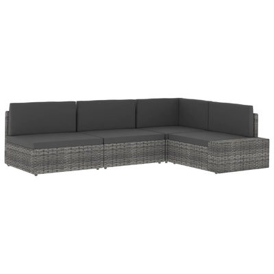 vidaXL Sectional Middle Sofa Poly Rattan Grey