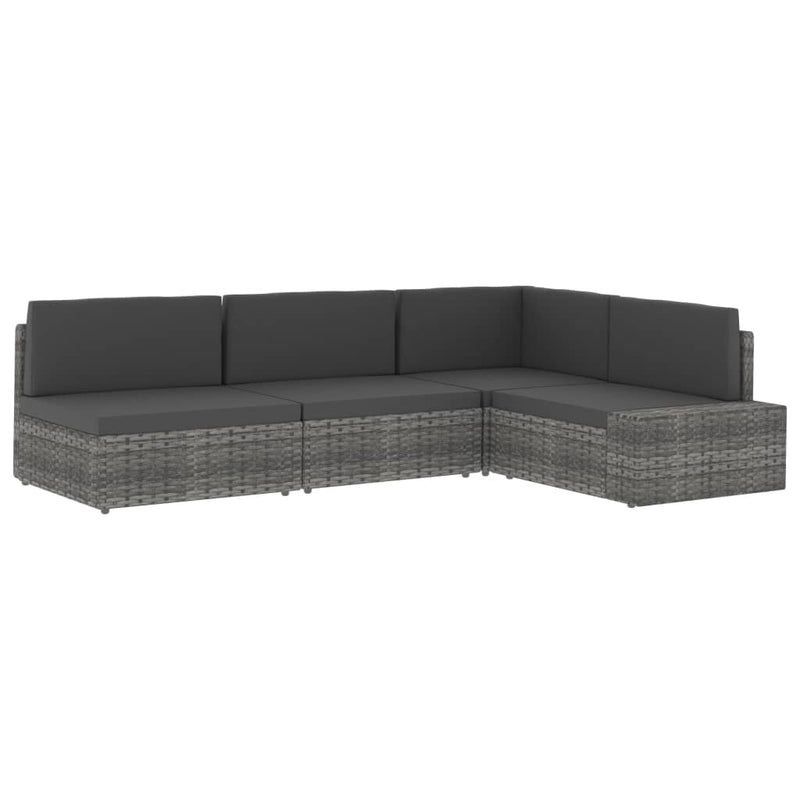 vidaXL Sectional Middle Sofa Poly Rattan Grey