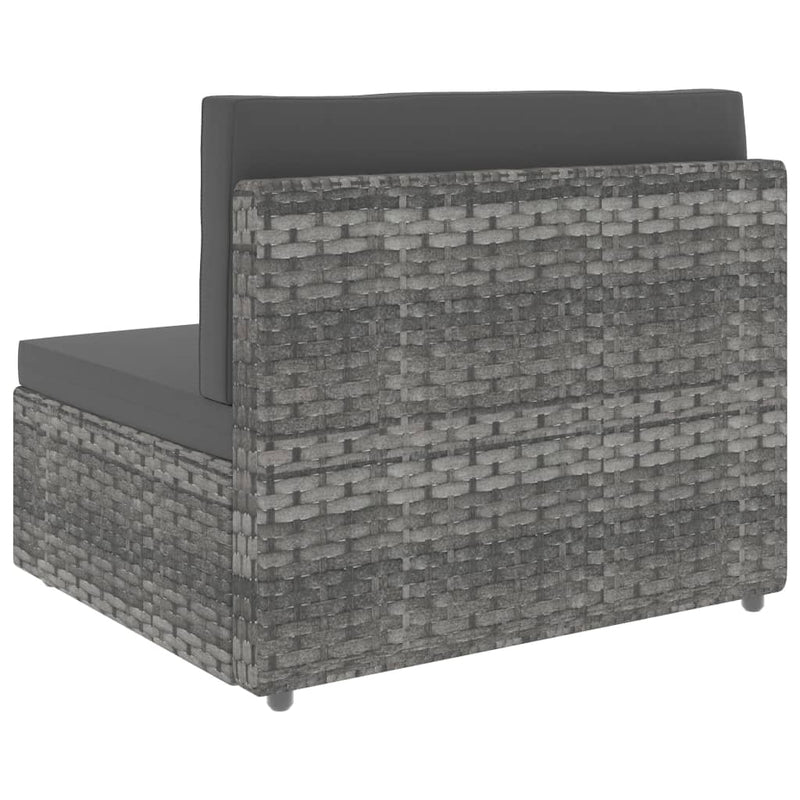 vidaXL Sectional Middle Sofa Poly Rattan Grey