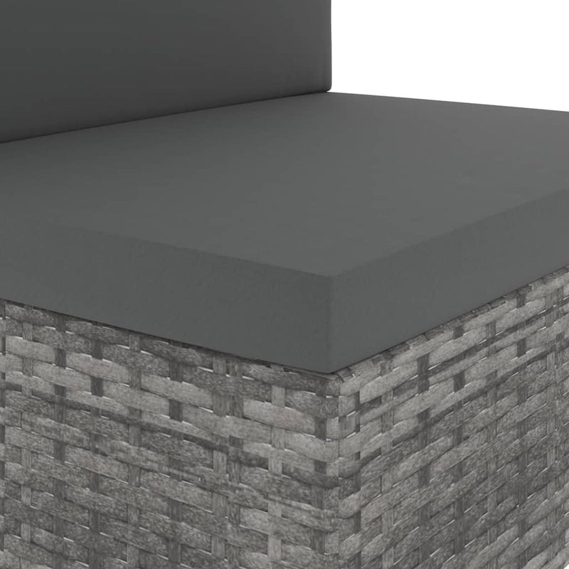 vidaXL Sectional Middle Sofa Poly Rattan Grey