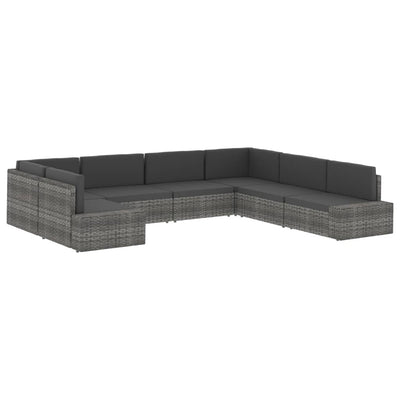 vidaXL Sectional Middle Sofa Poly Rattan Grey