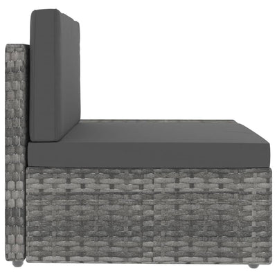 vidaXL Sectional Corner Sofa with Left Armrest Poly Rattan Grey