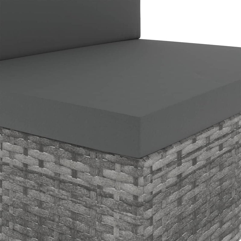 vidaXL Sectional Corner Sofa with Left Armrest Poly Rattan Grey