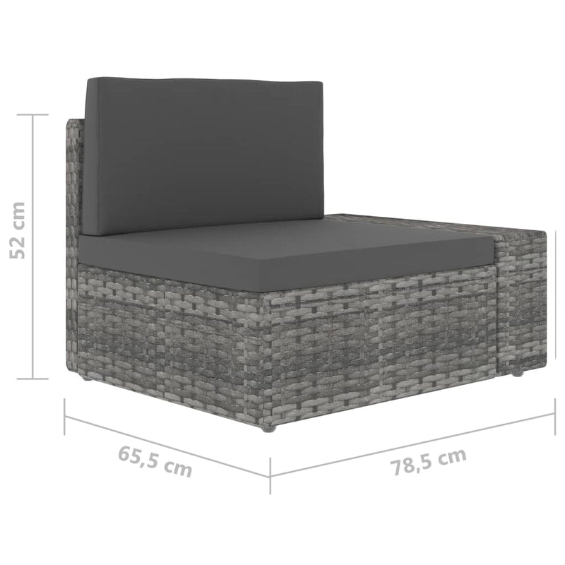 vidaXL Sectional Corner Sofa with Left Armrest Poly Rattan Grey