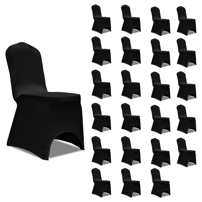 vidaXL Chair Cover Stretch Black 24 pcs