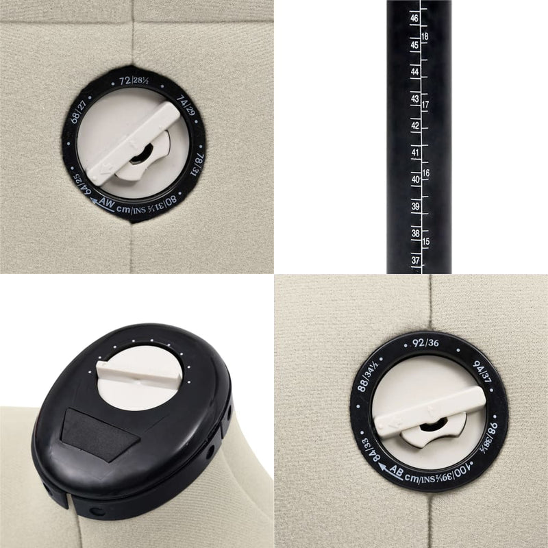 vidaXL Adjustable Dress Form Female Black S Size 33-40