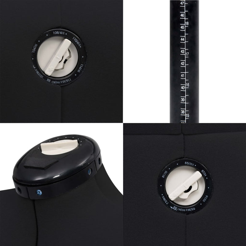 vidaXL Adjustable Dress Form Female Black S Size 33-40