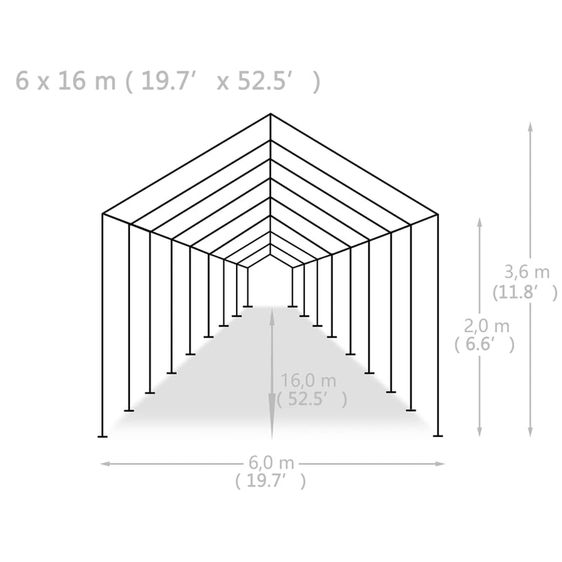 vidaXL Party Tent PE 6x16 m White