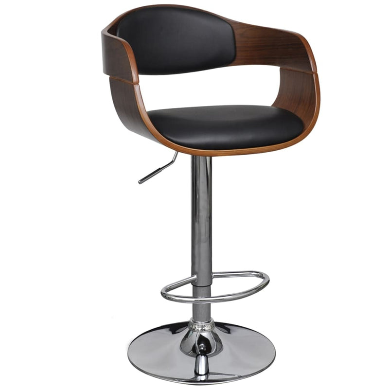 vidaXL Bar Stools 2 pcs Black Bent Wood and Faux Leather
