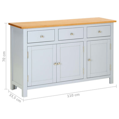 vidaXL Sideboard 110x33.5x70 cm Solid Oak Wood