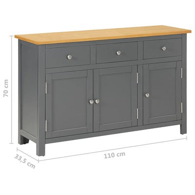 vidaXL Sideboard 110x33.5x70 cm Solid Oak Wood