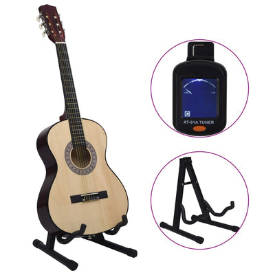 vidaXL 12 Piece Classical Guitar Beginner Set Black 4/4 39"
