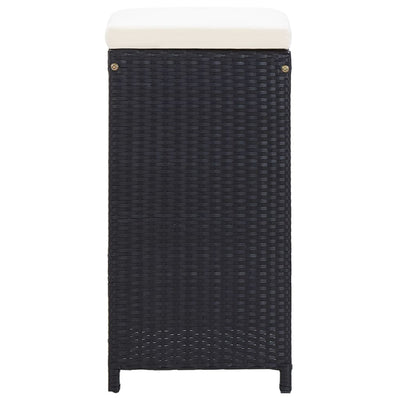 vidaXL 7 Piece Garden Bar Set with Cushions Poly Rattan Black