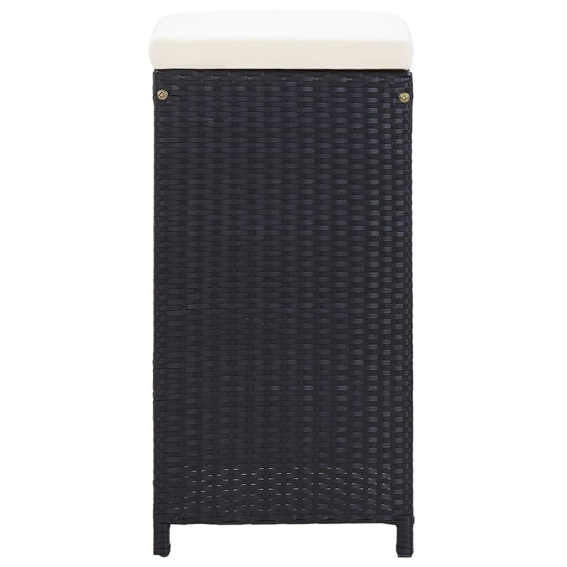 vidaXL 7 Piece Garden Bar Set with Cushions Poly Rattan Black