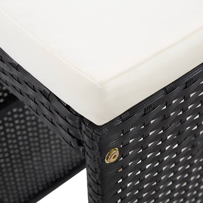 vidaXL 7 Piece Garden Bar Set with Cushions Poly Rattan Black