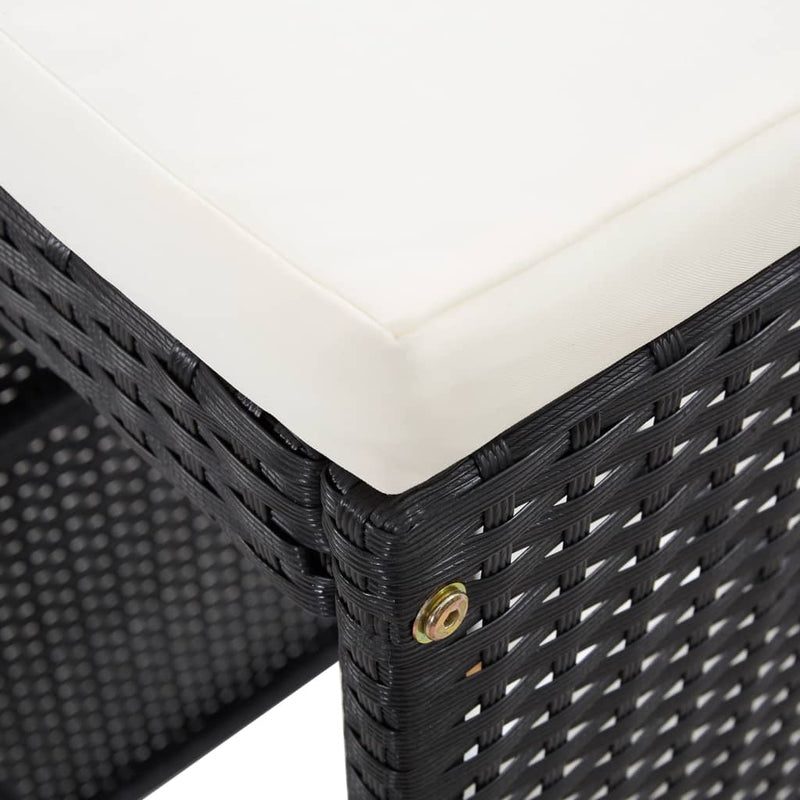 vidaXL 7 Piece Garden Bar Set with Cushions Poly Rattan Black