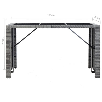 vidaXL 7 Piece Garden Bar Set with Cushions Poly Rattan Black