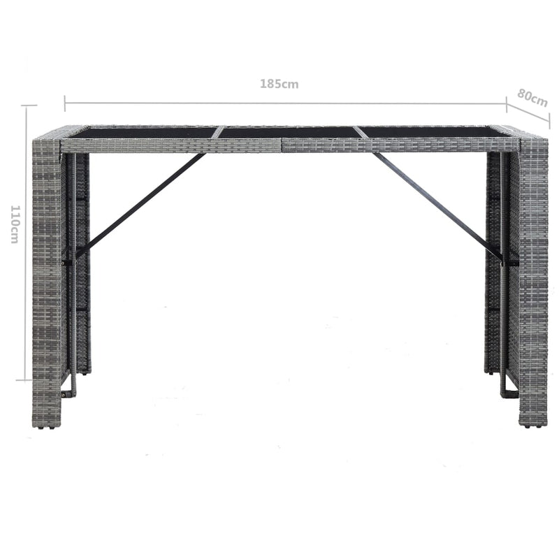 vidaXL 7 Piece Garden Bar Set with Cushions Poly Rattan Black