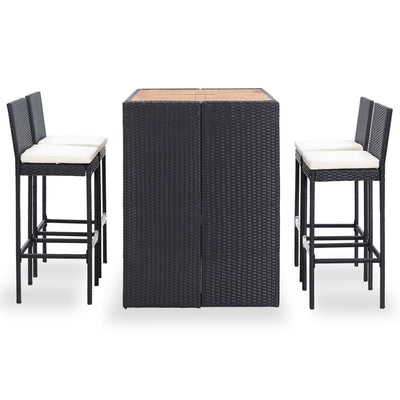vidaXL 9 Piece Outdoor Bar Set Poly Rattan and Acacia Wood Black