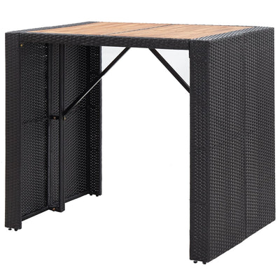 vidaXL 9 Piece Outdoor Bar Set Poly Rattan and Acacia Wood Black