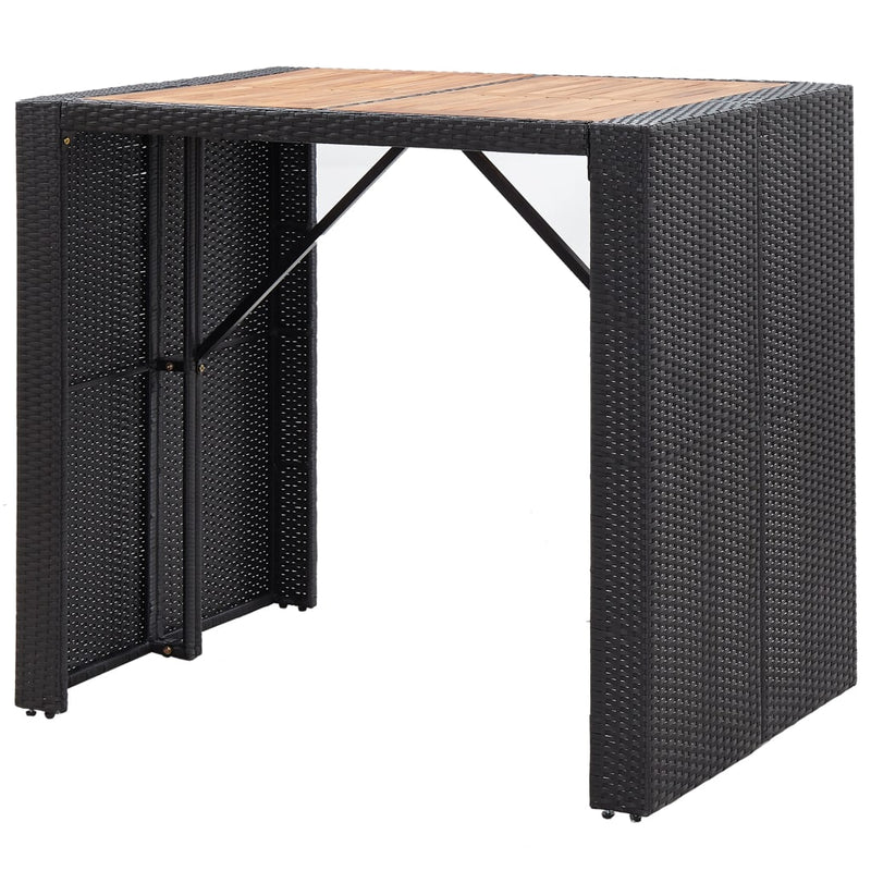 vidaXL 9 Piece Outdoor Bar Set Poly Rattan and Acacia Wood Black