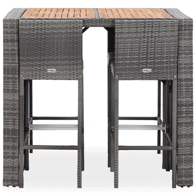 vidaXL 9 Piece Outdoor Bar Set Poly Rattan and Acacia Wood Black