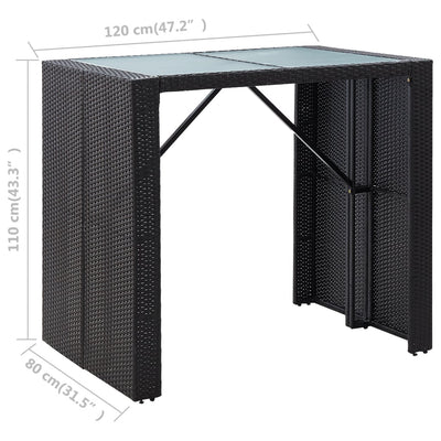 vidaXL 5 Piece Outdoor Bar Set Poly Rattan and Glass Black