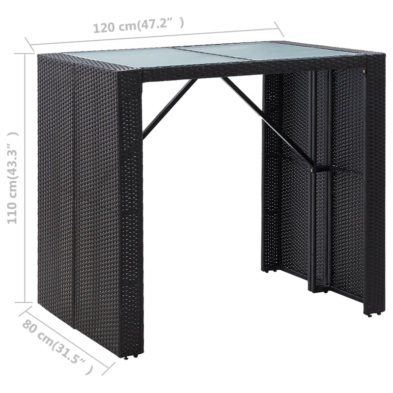 vidaXL 5 Piece Outdoor Bar Set Poly Rattan and Glass Black