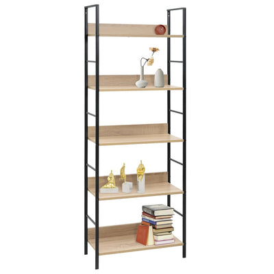 vidaXL 5-Layer Book Shelf Oak 60x27.6x158.5 cm Engineered Wood