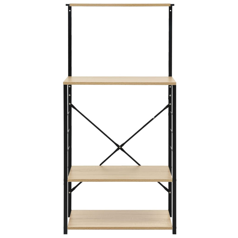 vidaXL Microwave Cabinet Black and Oak 60x39.6x123 cm Engineered Wood