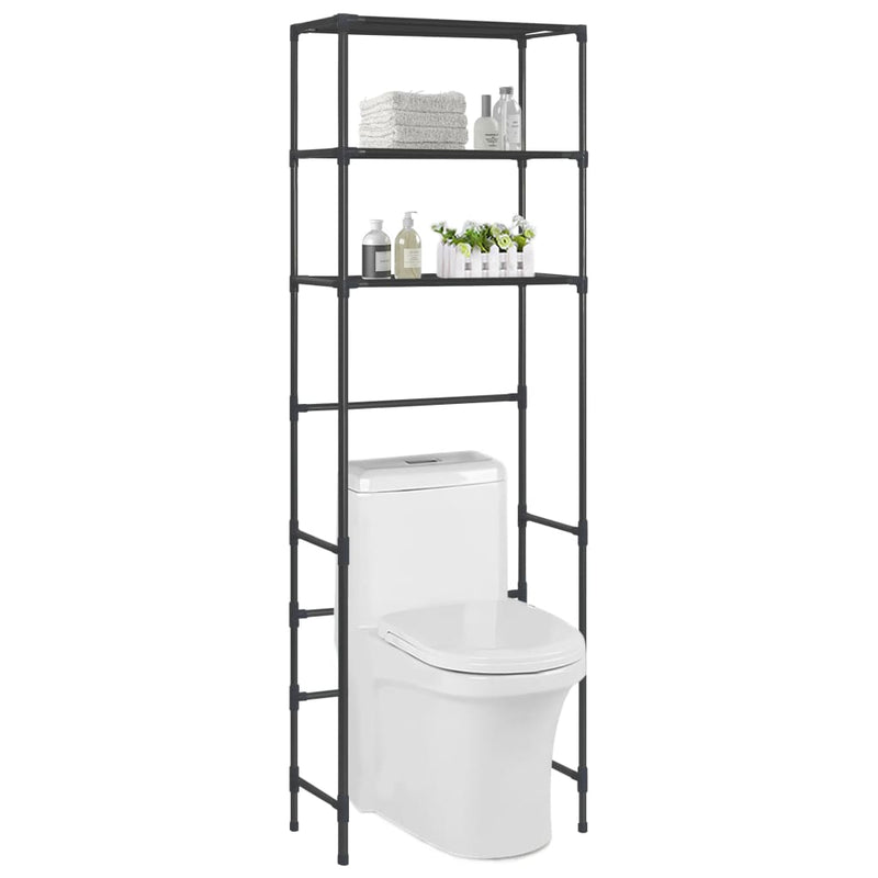 vidaXL 3-Tier Storage Rack over Toilet Black 53x28x169 cm