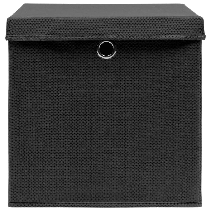 vidaXL Storage Boxes with Lids 10 pcs Black 32x32x32 cm Fabric