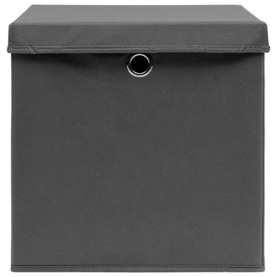 vidaXL Storage Boxes with Lids 10 pcs Black 32x32x32 cm Fabric