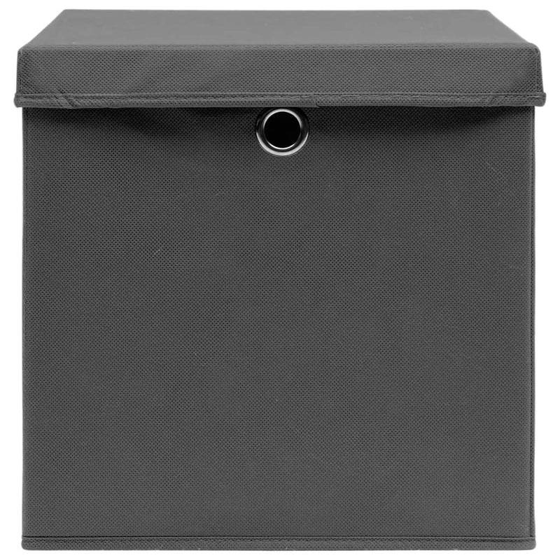 vidaXL Storage Boxes with Lids 10 pcs Black 32x32x32 cm Fabric