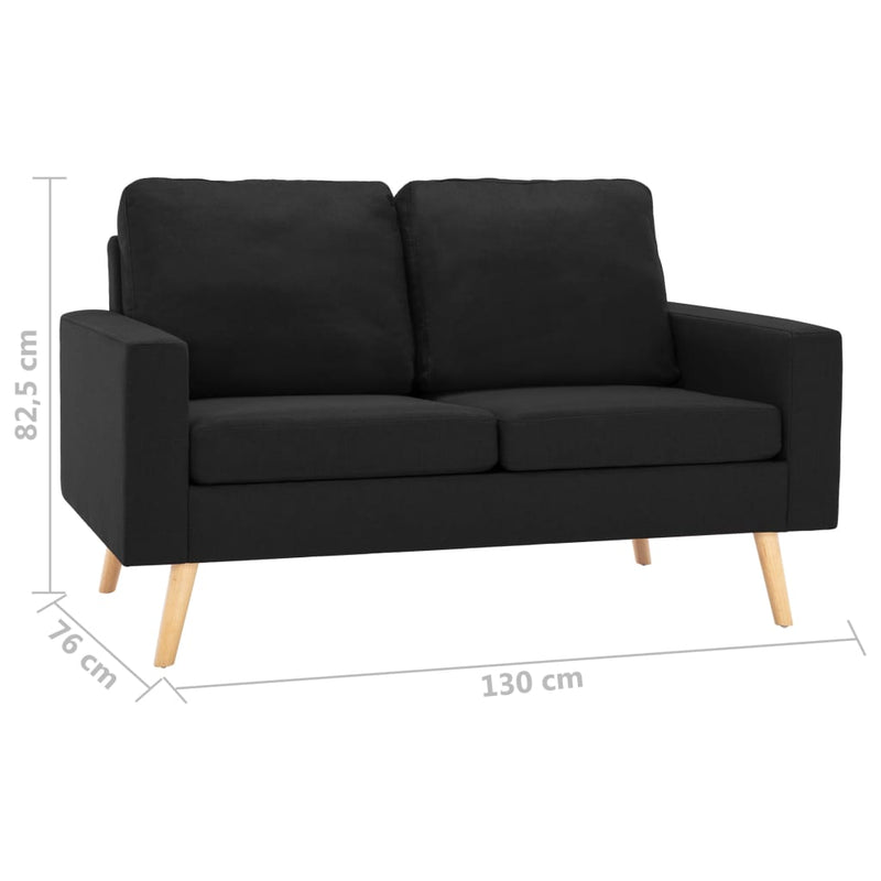 vidaXL 2-Seater Sofa Black Fabric